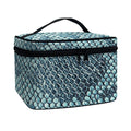Steel Blue Snakeskin Print Travel Makeup Bag