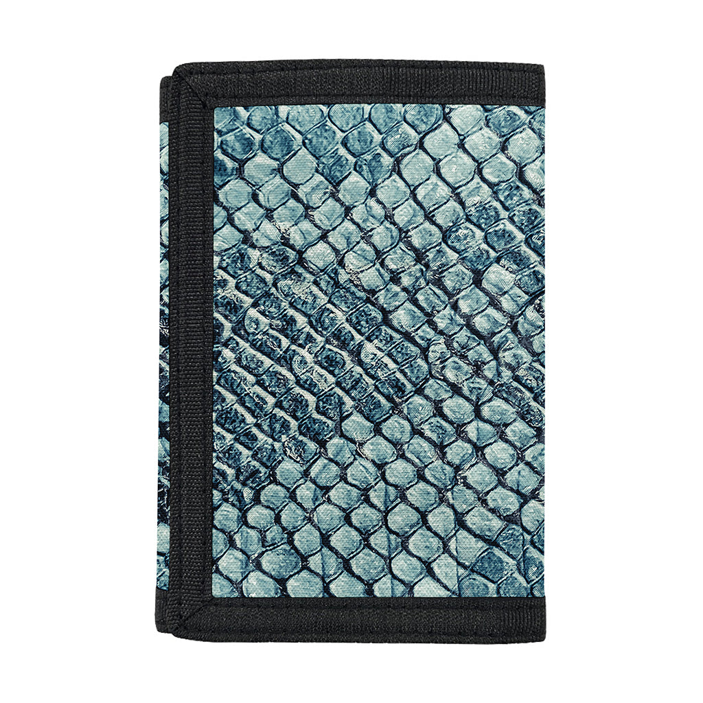 Steel Blue Snakeskin Print Trifold Wallet
