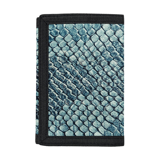 Steel Blue Snakeskin Print Trifold Wallet