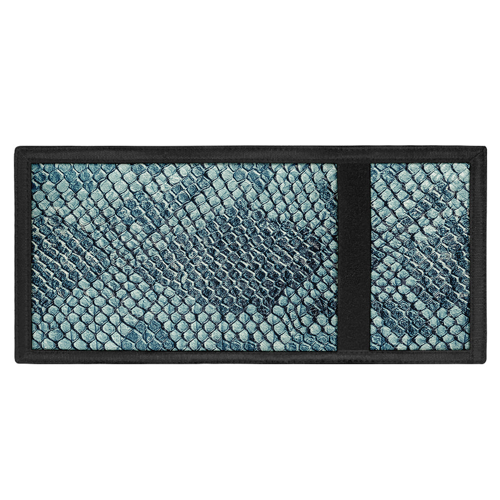Steel Blue Snakeskin Print Trifold Wallet