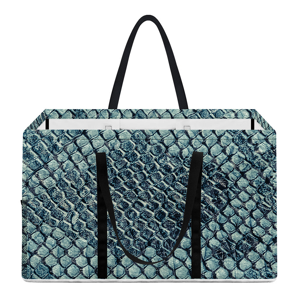 Steel Blue Snakeskin Print Utility Tote Bag