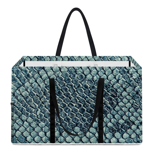 Steel Blue Snakeskin Print Utility Tote Bag