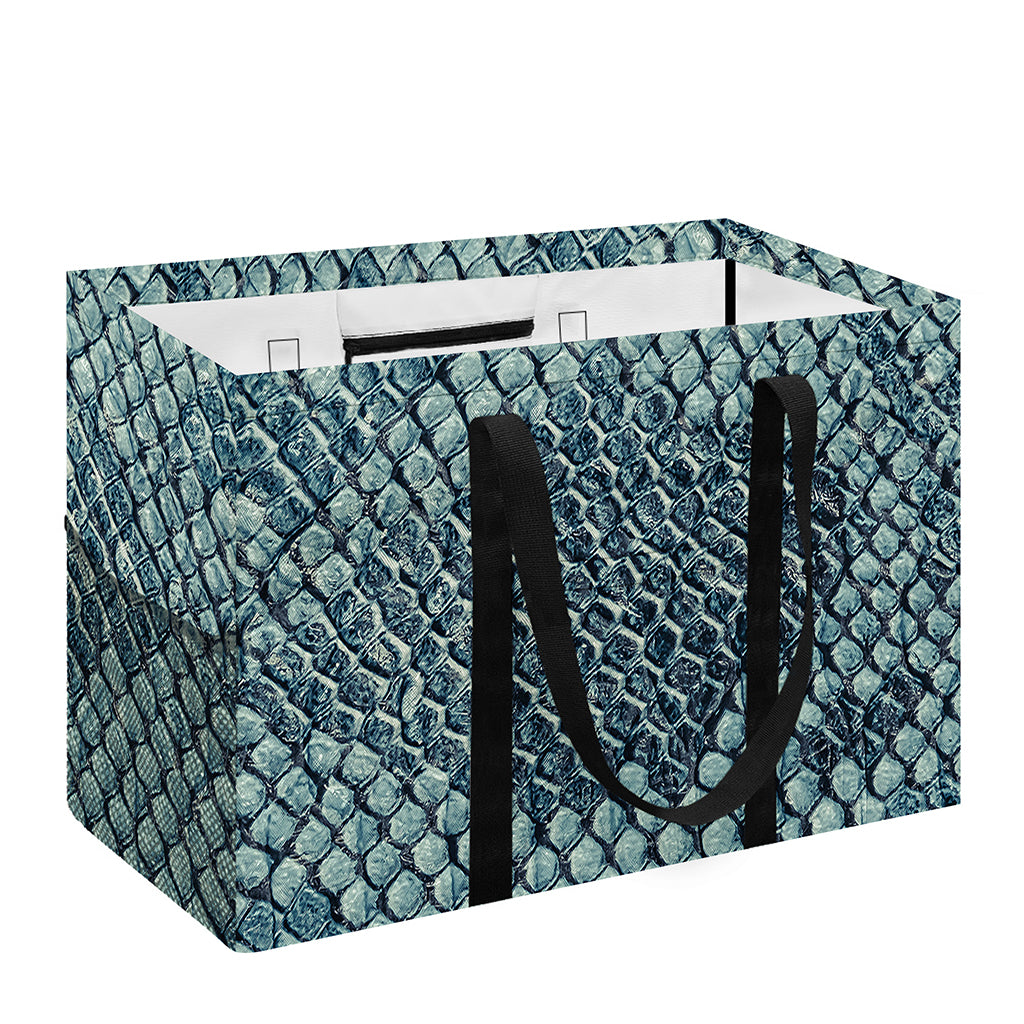 Steel Blue Snakeskin Print Utility Tote Bag