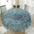 Steel Blue Snakeskin Print Waterproof Round Tablecloth