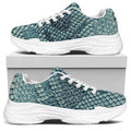 Steel Blue Snakeskin Print White Chunky Shoes