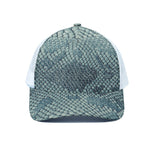 Steel Blue Snakeskin Print White Mesh Trucker Cap