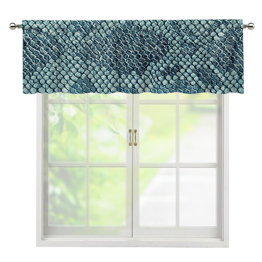 Steel Blue Snakeskin Print Window Valance