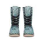 Steel Blue Snakeskin Print Winter Boots