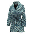 Steel Blue Snakeskin Print Women's Bathrobe