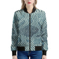 Steel Blue Snakeskin Print Women's Bomber Jacket