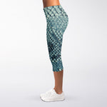 Steel Blue Snakeskin Print Women's Capri Leggings