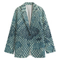 Steel Blue Snakeskin Print Women's Cotton Blazer