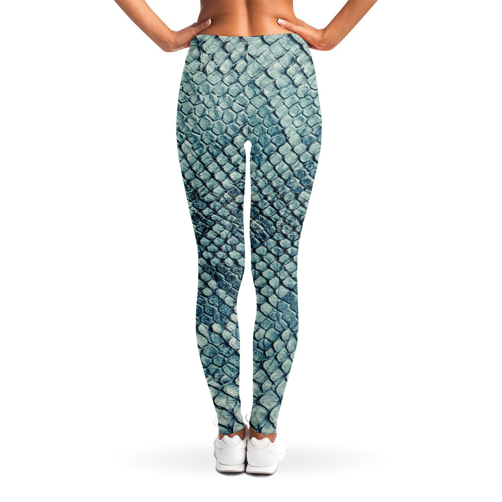 Steel Blue Snakeskin Print Women's Leggings