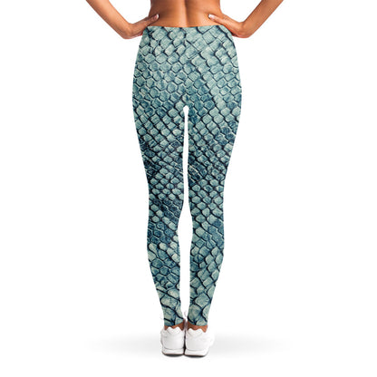 Steel Blue Snakeskin Print Women's Leggings