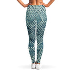 Steel Blue Snakeskin Print Women's Leggings
