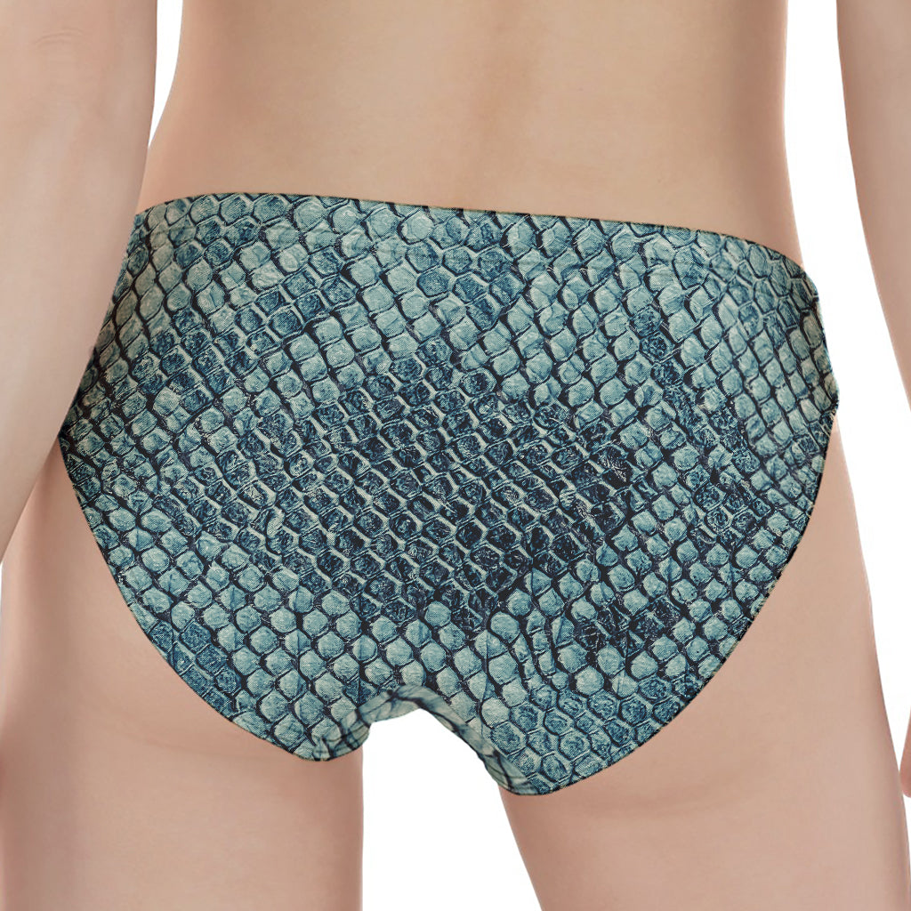 Steel Blue Snakeskin Print Women's Panties