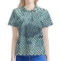 Steel Blue Snakeskin Print Women's Polo Shirt