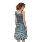 Steel Blue Snakeskin Print Women's Sleeveless Dress