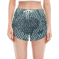 Steel Blue Snakeskin Print Women's Split Running Shorts