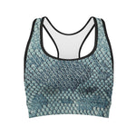 Steel Blue Snakeskin Print Women's Sports Bra
