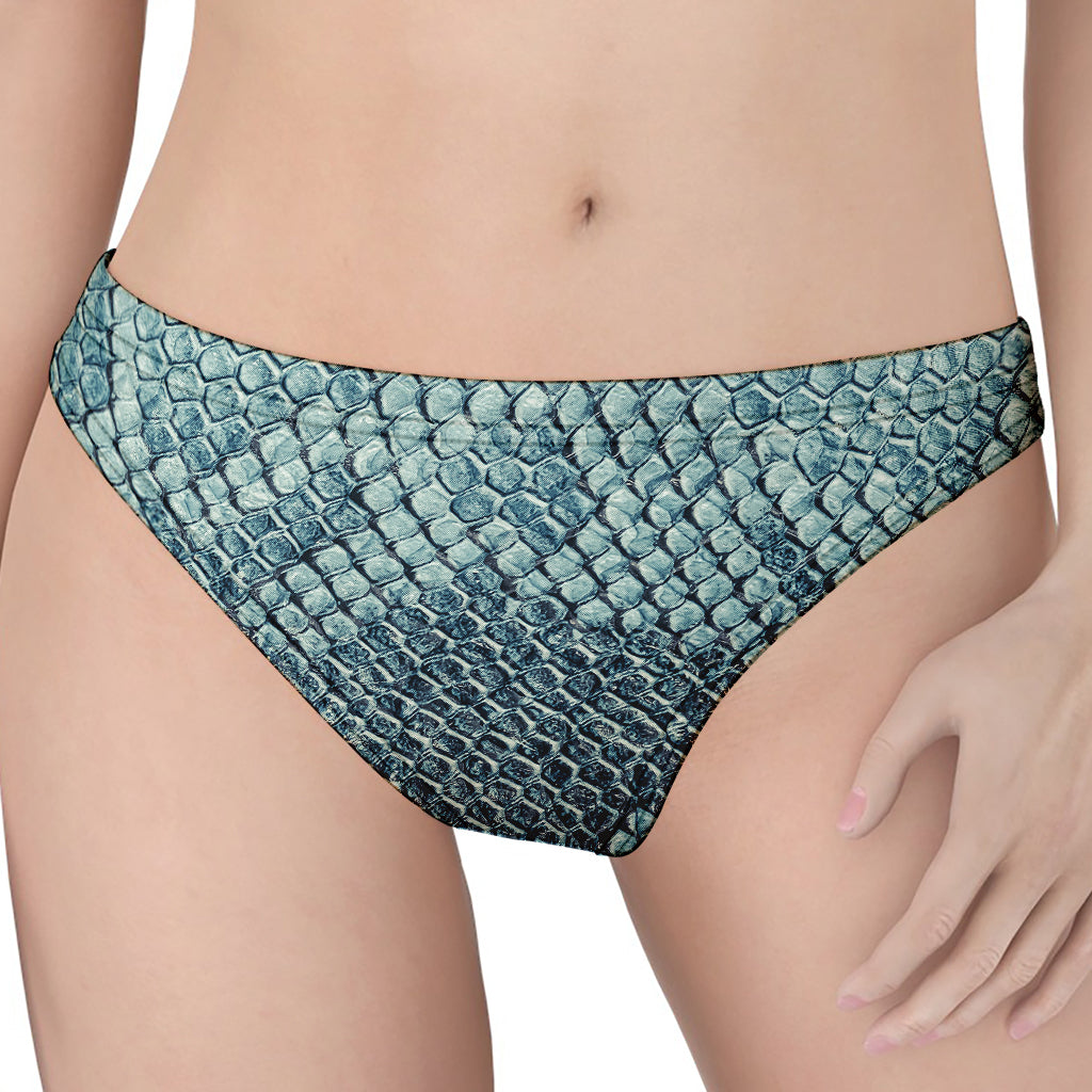 Steel Blue Snakeskin Print Women's Thong