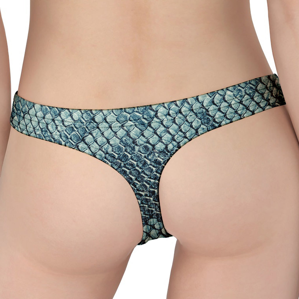 Steel Blue Snakeskin Print Women's Thong
