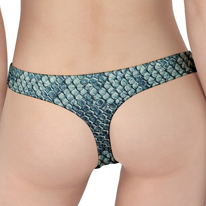 Steel Blue Snakeskin Print Women's Thong