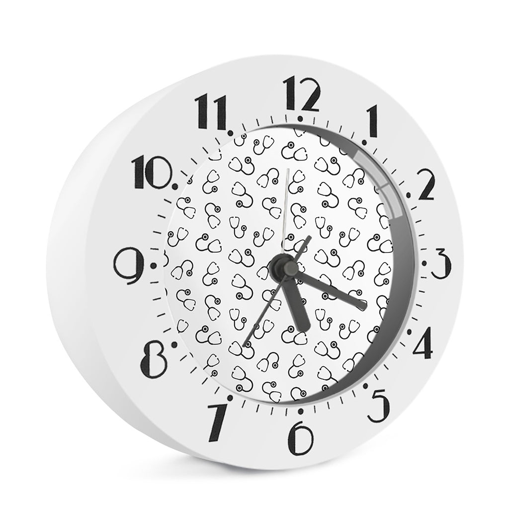 Stethoscope Sign Pattern Print Alarm Clock