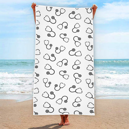 Stethoscope Sign Pattern Print Beach Towel