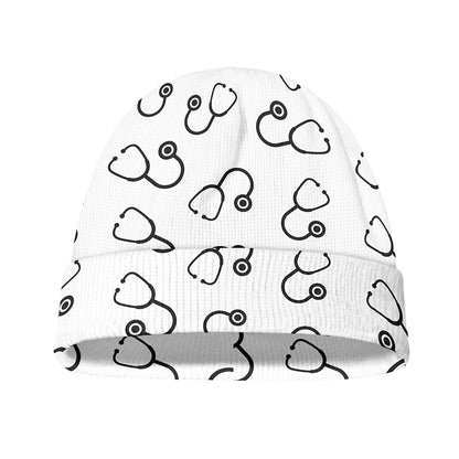 Stethoscope Sign Pattern Print Beanie