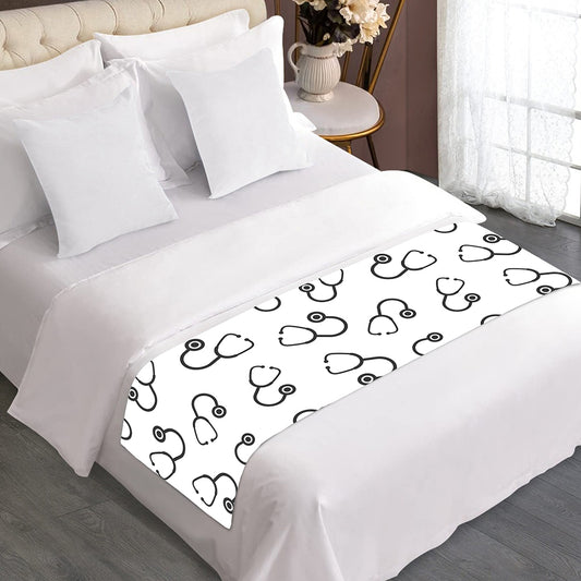 Stethoscope Sign Pattern Print Bed Runner