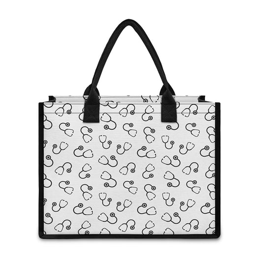 Stethoscope Sign Pattern Print Canvas Tote Bag