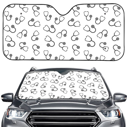Stethoscope Sign Pattern Print Car Windshield Sun Shade