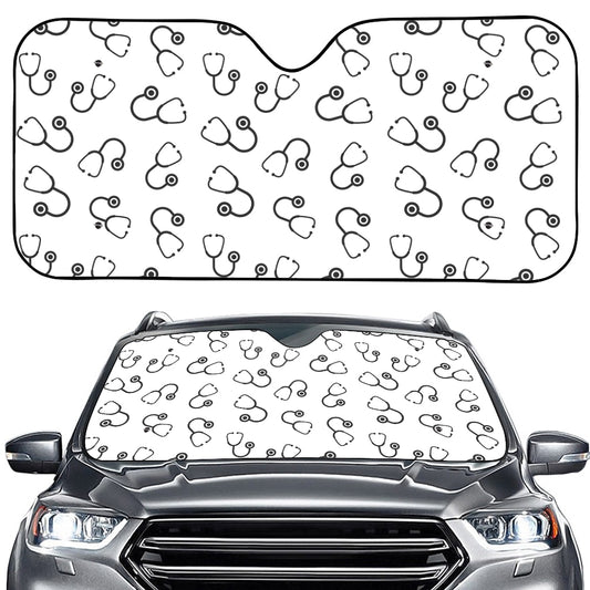 Stethoscope Sign Pattern Print Car Windshield Sun Shade