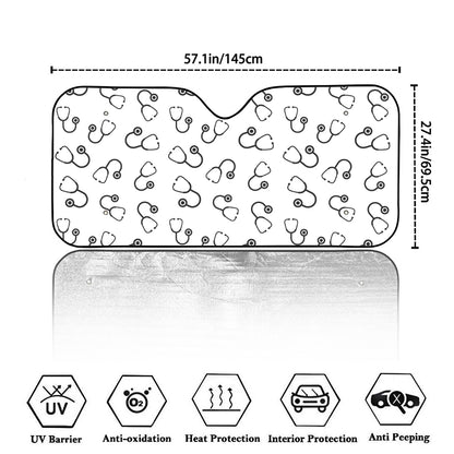 Stethoscope Sign Pattern Print Car Windshield Sun Shade