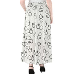 Stethoscope Sign Pattern Print Chiffon Maxi Skirt