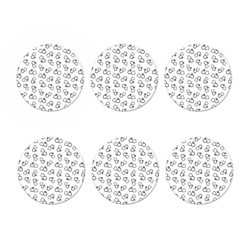 Stethoscope Sign Pattern Print Coaster Set