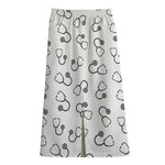 Stethoscope Sign Pattern Print Cotton Front Slit Maxi Skirt