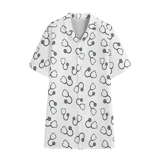 Stethoscope Sign Pattern Print Cotton Hawaiian Shirt