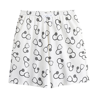 Stethoscope Sign Pattern Print Cotton Shorts
