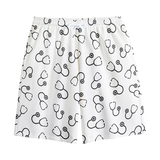 Stethoscope Sign Pattern Print Cotton Shorts