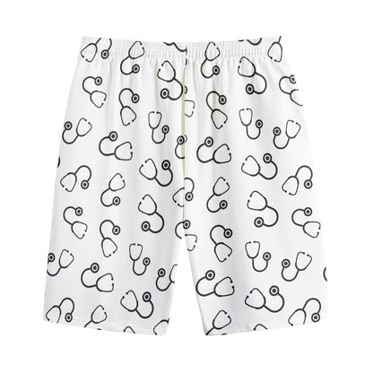 Stethoscope Sign Pattern Print Cotton Shorts