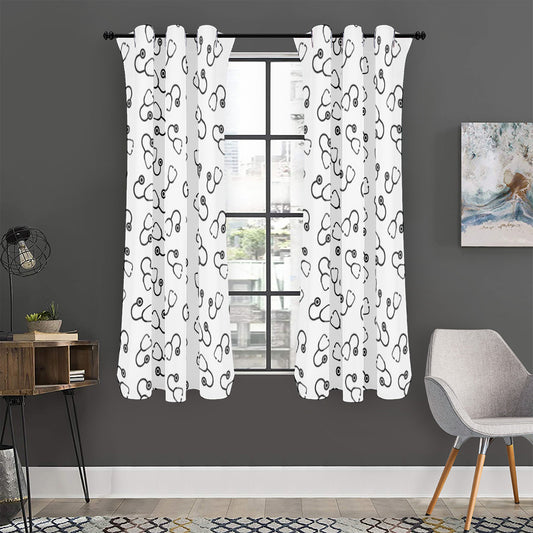 Stethoscope Sign Pattern Print Curtain