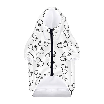 Stethoscope Sign Pattern Print Dog Zip Up Hoodie