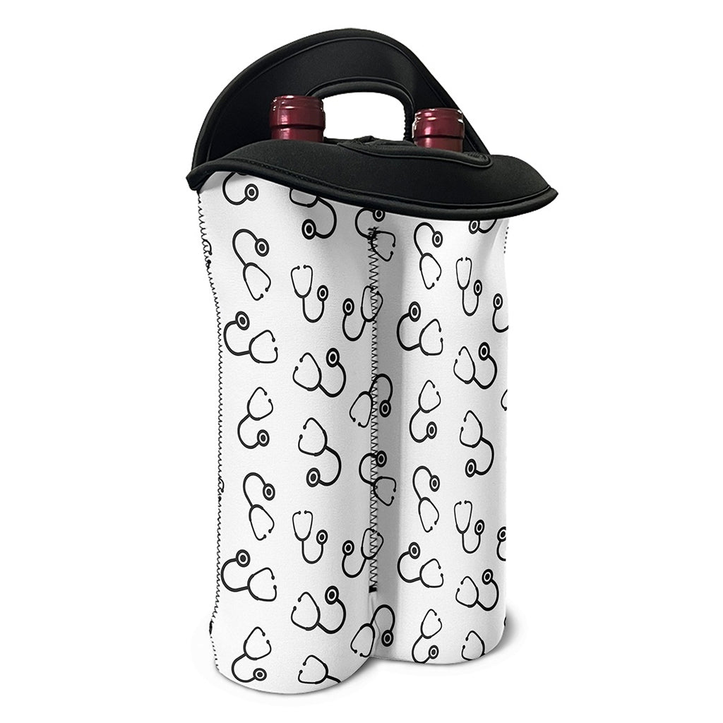 Stethoscope Sign Pattern Print Double Neoprene Wine Tote