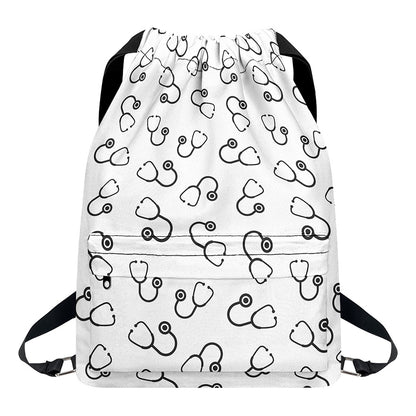 Stethoscope Sign Pattern Print Drawstring Backpack