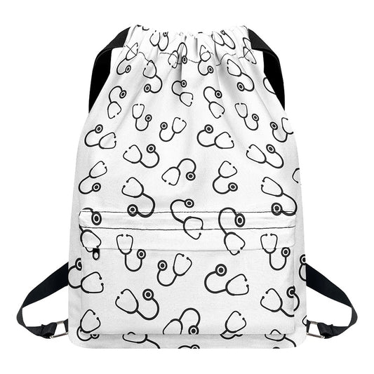 Stethoscope Sign Pattern Print Drawstring Backpack