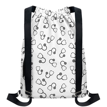 Stethoscope Sign Pattern Print Drawstring Backpack