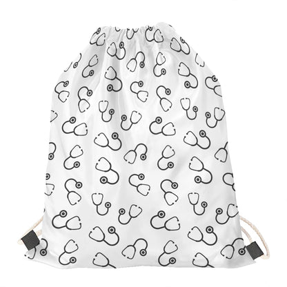 Stethoscope Sign Pattern Print Drawstring Bag