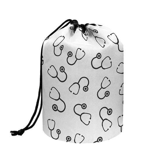 Stethoscope Sign Pattern Print Drawstring Makeup Bag